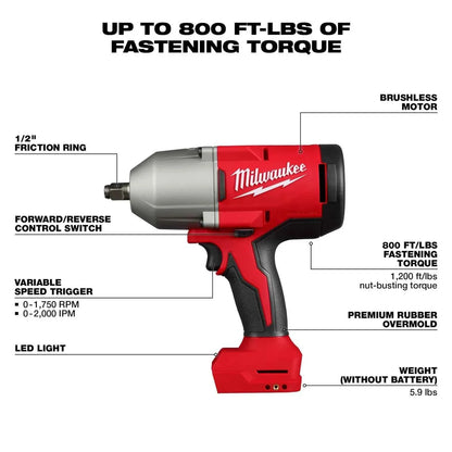 Milwaukee Electric - M18TRADE BRUSHLESS 1/2 HIGH Torque Impact WRENC - Track Minded HPDE, LLC