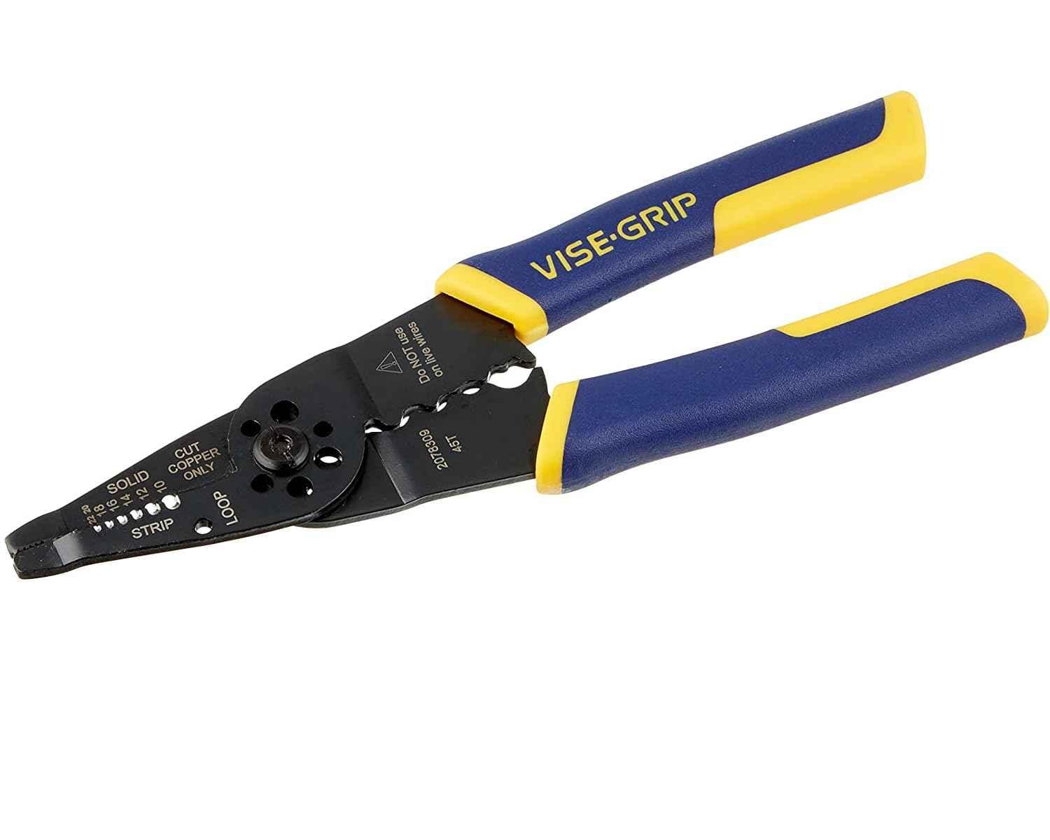 IRWIN VISE-GRIP Wire Stripper, 8 inch, Cuts 10-22 AWG, Plier Style Nose, ProTouch Grip for Maximum Comfort (2078309) - Track Minded HPDE, LLC