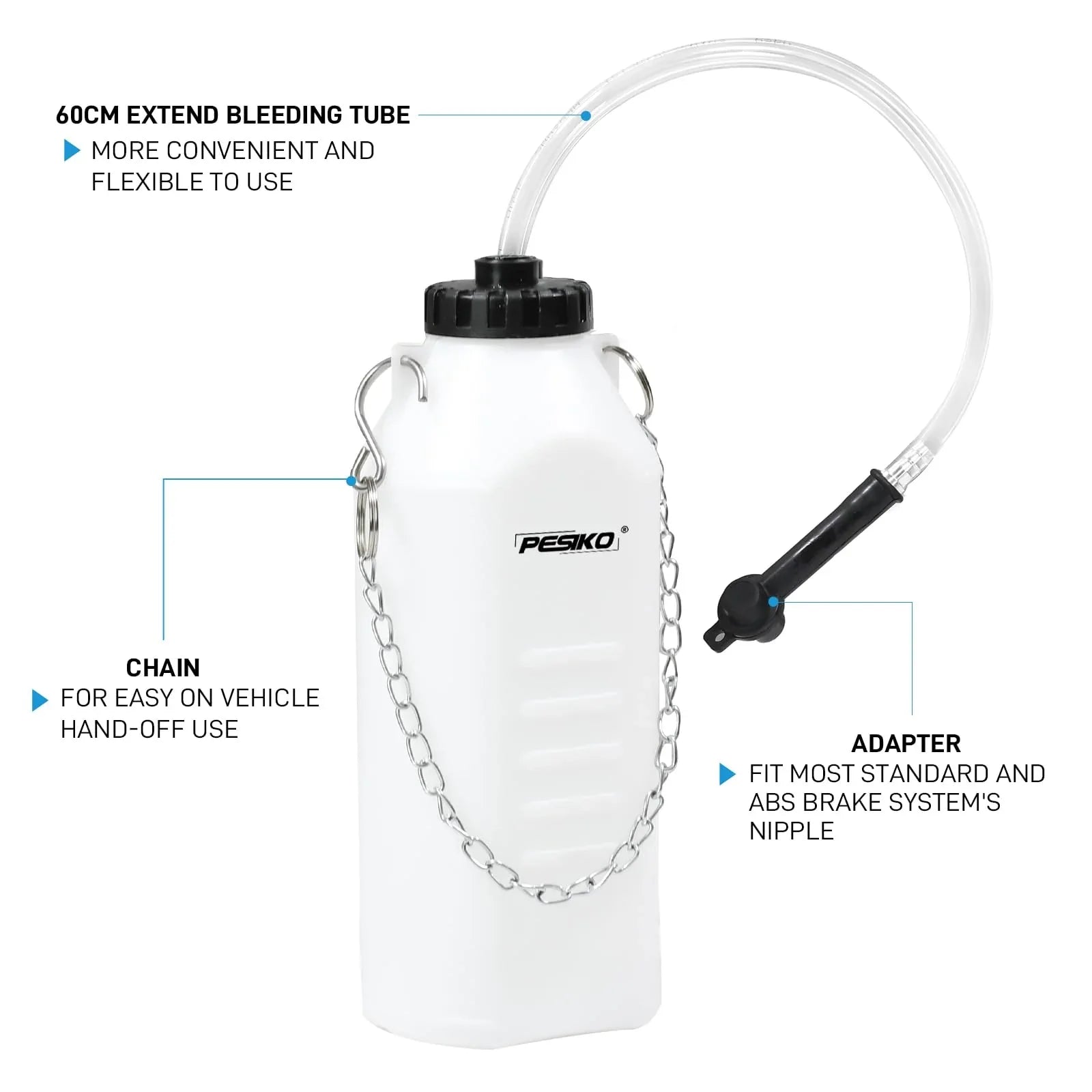 PESIKO 1L Brake Bleeder Bottle One Person, Brake Fluid Bleeding kit with 24 inch Tube and Rubber Connector for Collect Brake Fluid - Track Minded HPDE, LLC