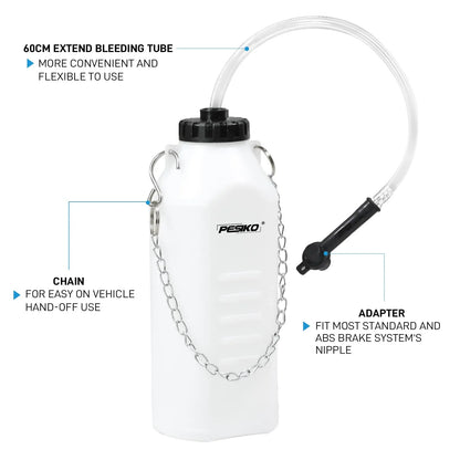 PESIKO 1L Brake Bleeder Bottle One Person, Brake Fluid Bleeding kit with 24 inch Tube and Rubber Connector for Collect Brake Fluid - Track Minded HPDE, LLC