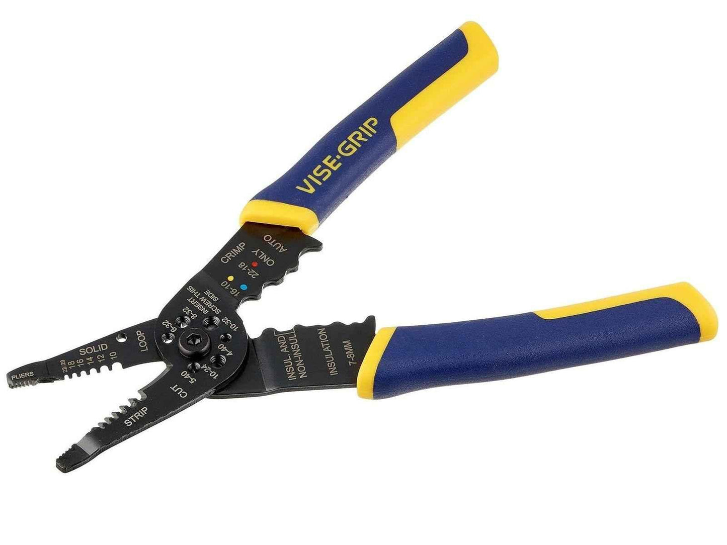 IRWIN VISE-GRIP Wire Stripper, 8 inch, Cuts 10-22 AWG, Plier Style Nose, ProTouch Grip for Maximum Comfort (2078309) - Track Minded HPDE, LLC