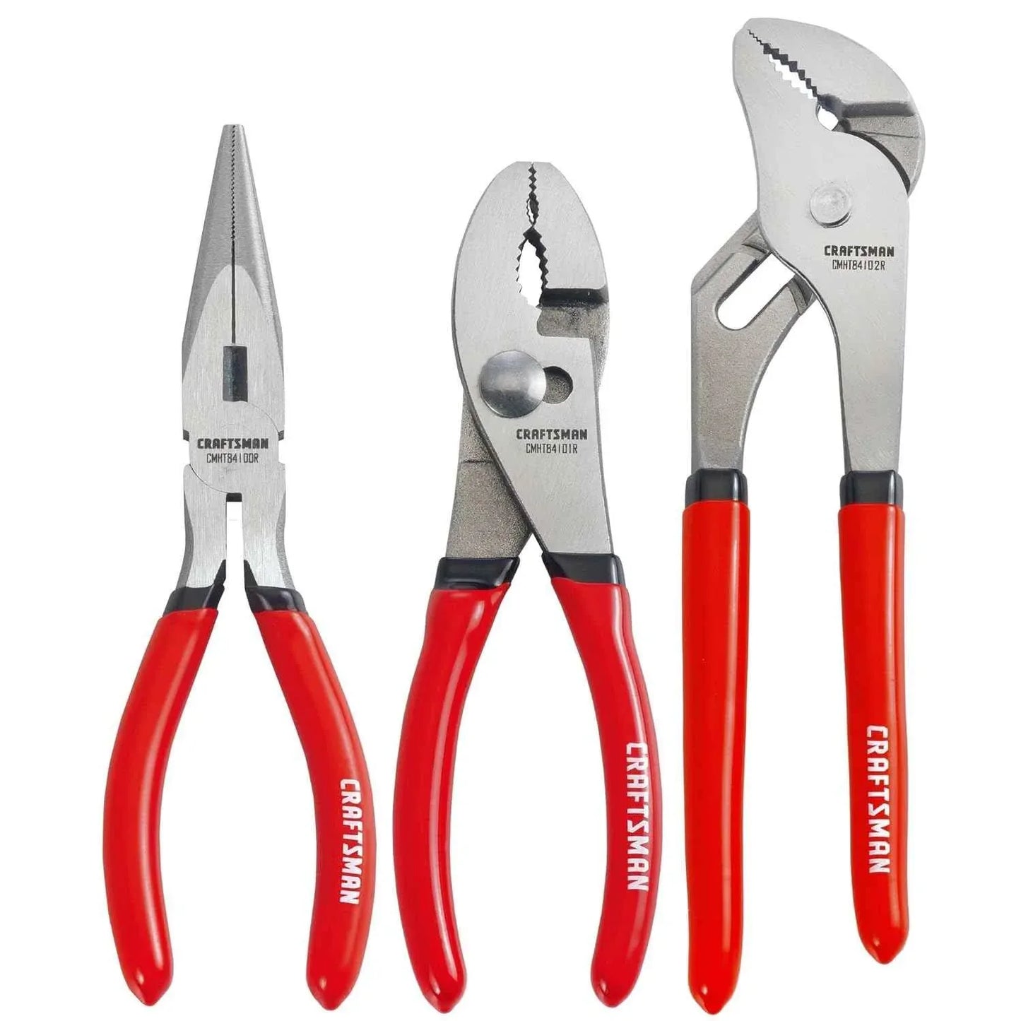 CRAFTSMAN Pliers Set, 3 Piece Set, 6 Inch Long Nose, 6 Inch Slip Joint, 8 Inch Groove Joint (CMHT84103R) - Track Minded HPDE, LLC