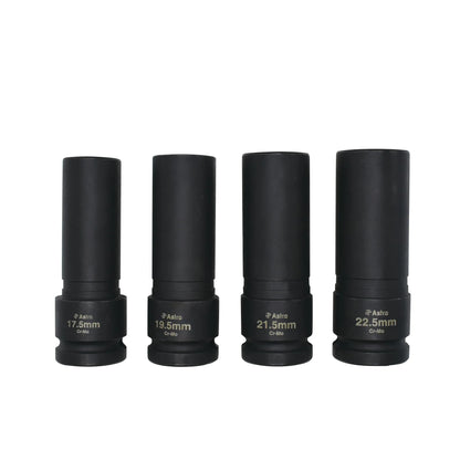Astro Tools 78204 4-Piece 1/2" Drive 1/2 Size Thin Wall Lug Nut Socket Set - 17.5-22.5mm - Track Minded HPDE, LLC