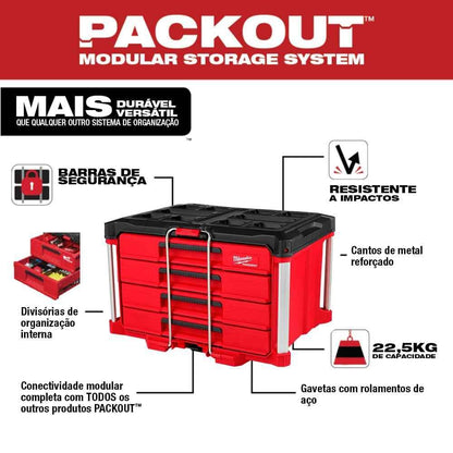 Milwaukee Packout 4 Drawer Tool Organizer Box - 48-22-8444 - Track Minded HPDE, LLC