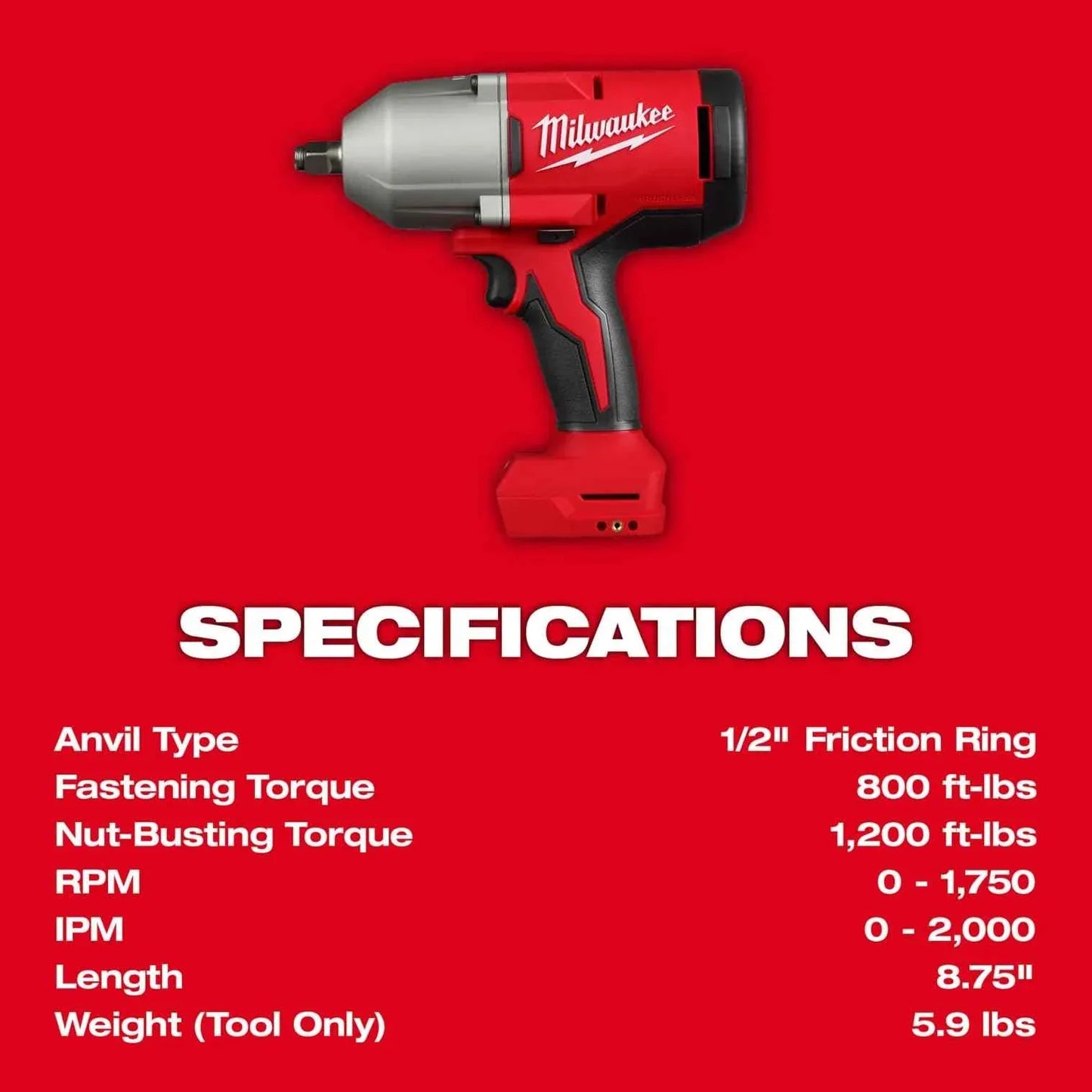 Milwaukee Electric - M18TRADE BRUSHLESS 1/2 HIGH Torque Impact WRENC - Track Minded HPDE, LLC
