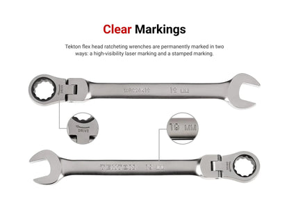 TEKTON Flex Head 12-Point Ratcheting Combination Wrench Set with Modular Organizers, 34-Piece (1/4-1 in., 6-24 mm) | WRC95305 - Track Minded HPDE, LLC
