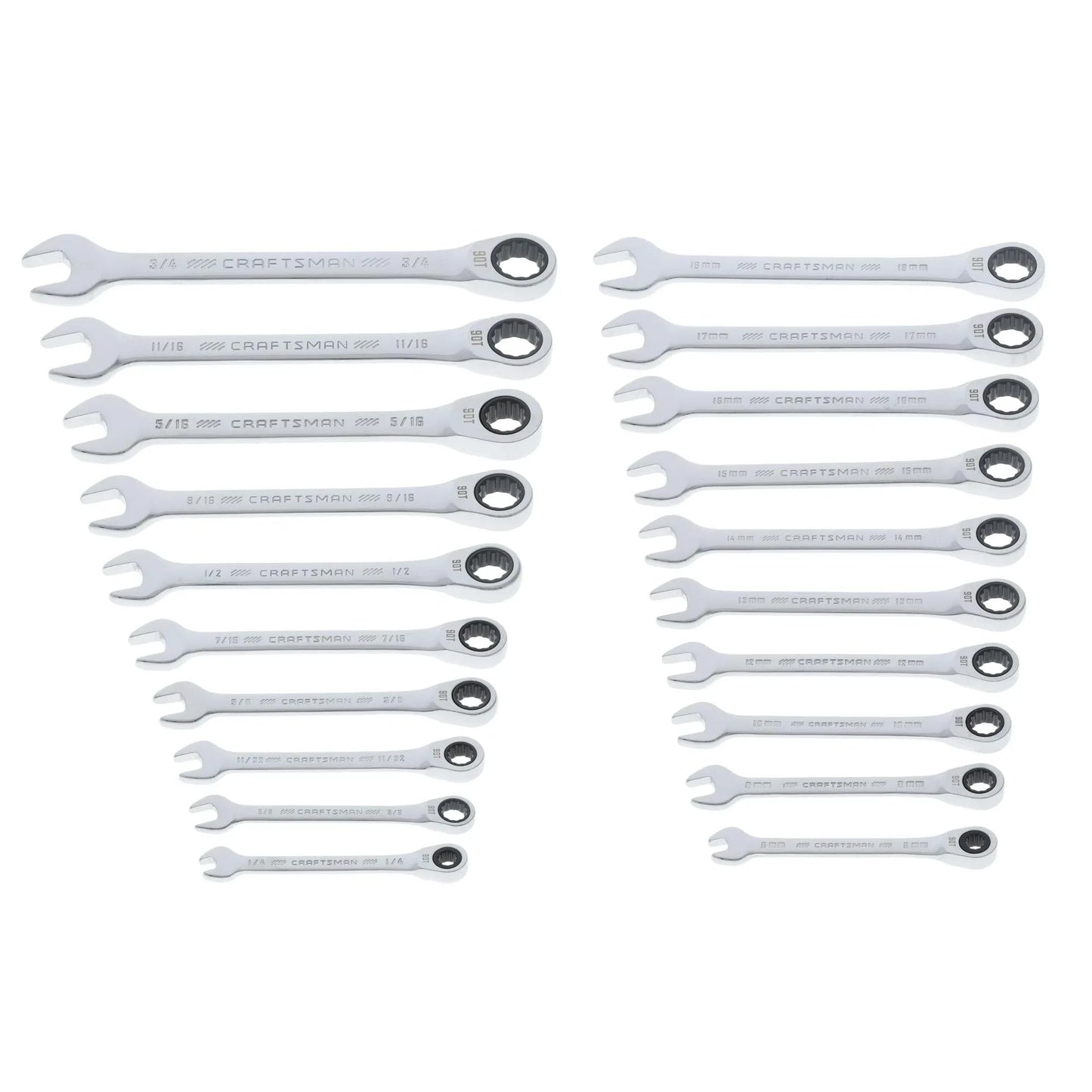 CRAFTSMAN 20 Piece Ratcheting Combination Wrench Set, SAE/Metric (CMMT87220) - Track Minded HPDE, LLC