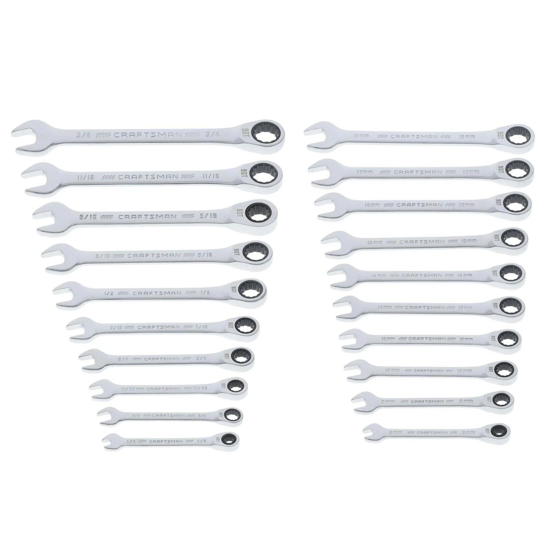 CRAFTSMAN 20 Piece Ratcheting Combination Wrench Set, SAE/Metric (CMMT87220) - Track Minded HPDE, LLC