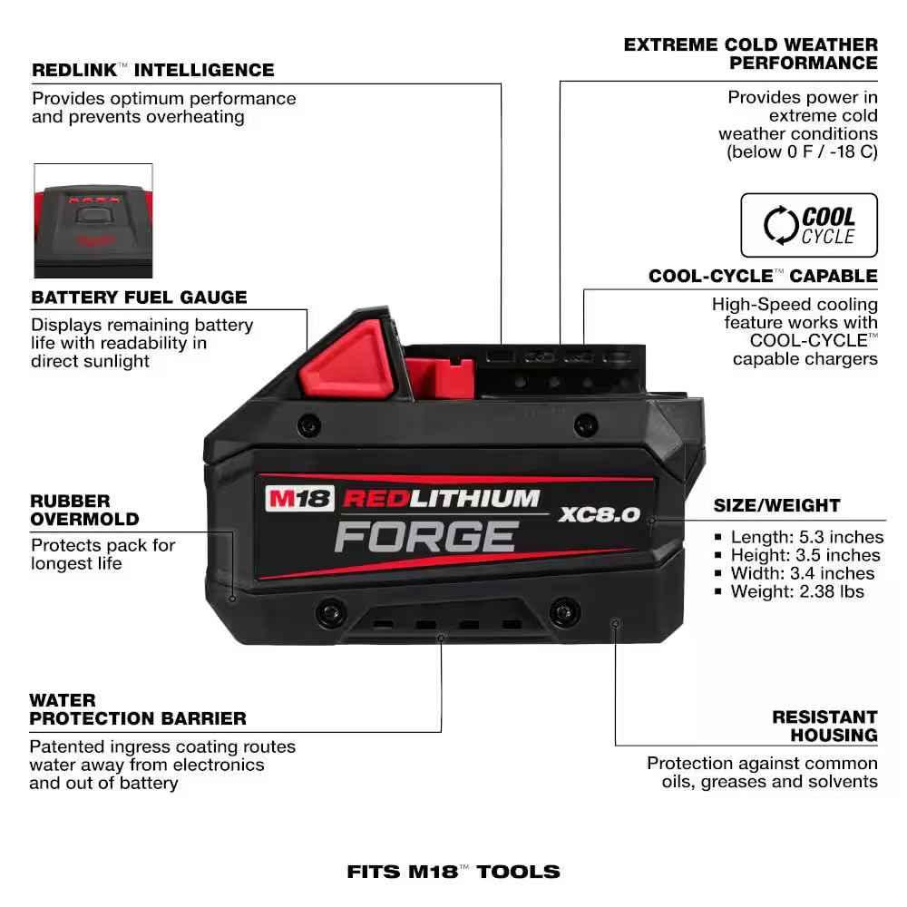 Milwaukee Electric - M18 REDLITHIUM Forge XC8.0 Battery Pack - Track Minded HPDE, LLC