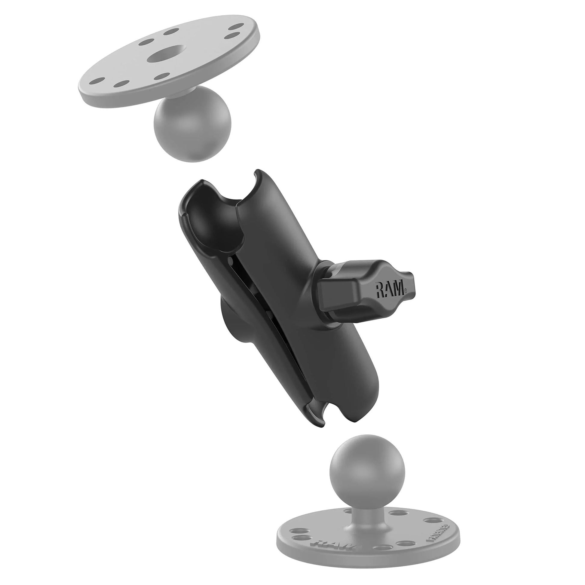 RAM Mounts RAM-B-201U Double Socket Arm (Medium) Compatible with RAM B Size 1" Ball Components - Track Minded HPDE, LLC
