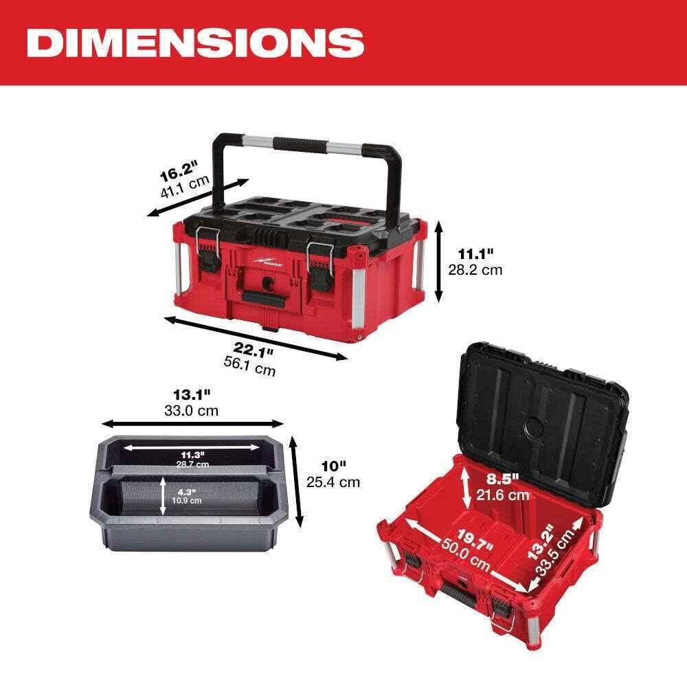 Milwaukee 48-22-8425 100-Pound Capacity Polymer Packout Large Tool Box Length 22.1 in. Width 16.1 in.Height 11.3 in. - Track Minded HPDE, LLC
