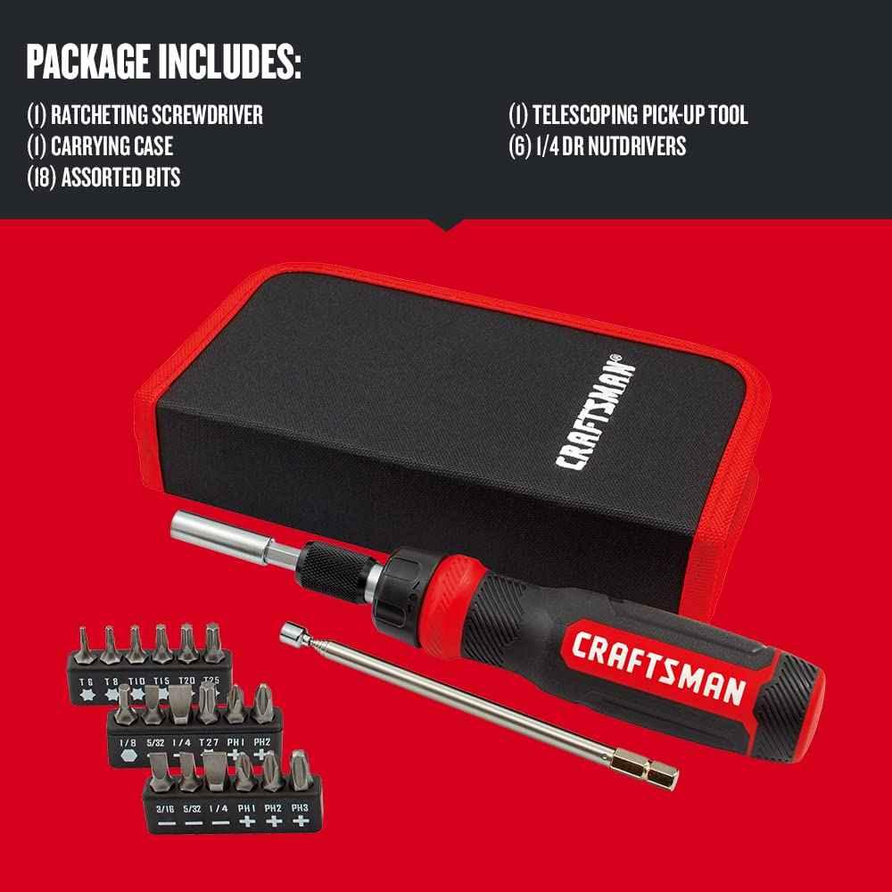 CRAFTSMAN Ratcheting Screwdriver, Multibit Set, 26-Piece (CMHT68001) - Track Minded HPDE, LLC