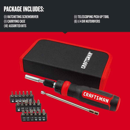 CRAFTSMAN Ratcheting Screwdriver, Multibit Set, 26-Piece (CMHT68001) - Track Minded HPDE, LLC