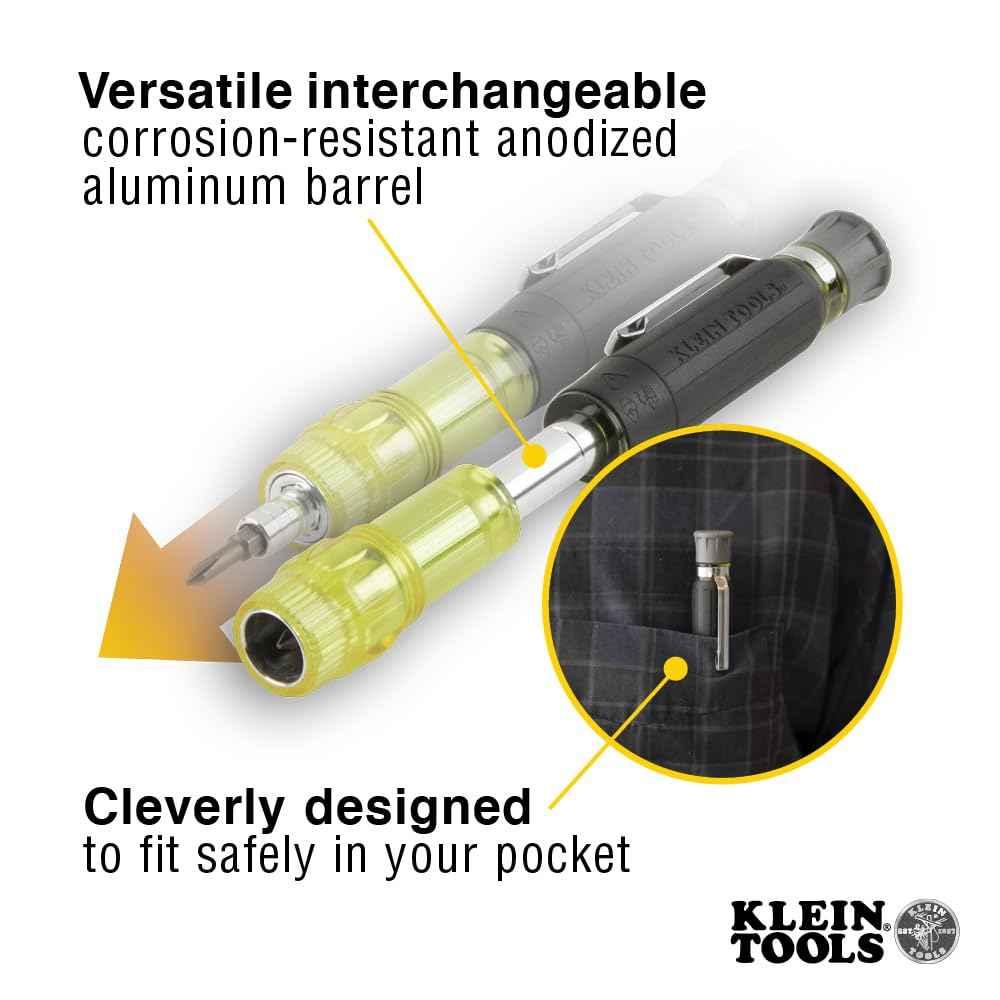 Klein Tools 32614 Multi-bit Precision Screwdriver Set, 4-in-1 Electronics Pocket Screwdriver, Professional Phillips and Slotted Bits, EDC - Track Minded HPDE, LLC