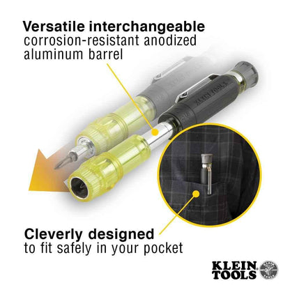 Klein Tools 32614 Multi-bit Precision Screwdriver Set, 4-in-1 Electronics Pocket Screwdriver, Professional Phillips and Slotted Bits, EDC - Track Minded HPDE, LLC