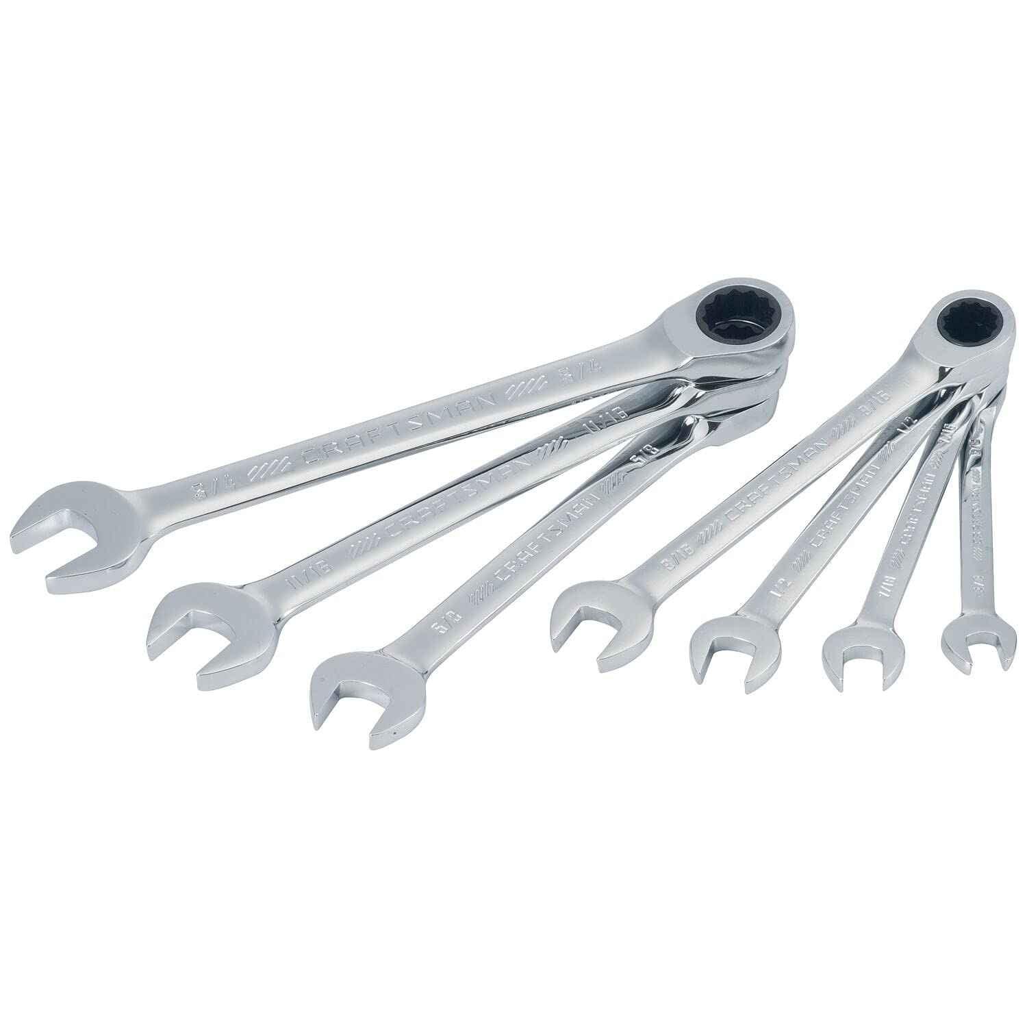 CRAFTSMAN 7-Piece Combination Ratcheting Wrench Set, 12-Point Standard SAE (CMMT87020) - Track Minded HPDE, LLC
