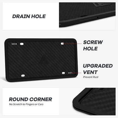 Aujen Silicone License Plate Frames,2 Pack Black Side-Opening License Bracket Holder with Easy Installation, License Plate Frame Without Obstruction.Rustproof, Rattle Proof & Weatherproof Universal - Track Minded HPDE, LLC