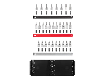 TEKTON 3/8 Inch Drive Hex and Torx Bit Socket Set with Rails and Tray, 31-Piece (1/8-3/8 in., 3-10 mm, T10-T60) | SHB91203 - Track Minded HPDE, LLC