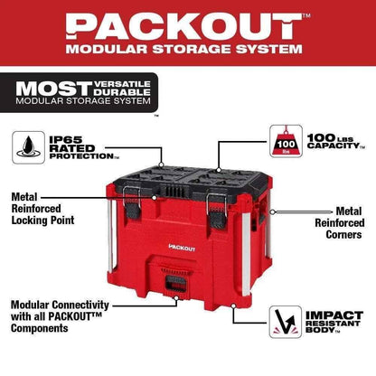 Milwaukee PACKOUT XL Heavy Duty Tool Box w/Organizer Tray 48-22-8429 Length 15.5 in Width 21.8 in Height 16.9 in - Track Minded HPDE, LLC