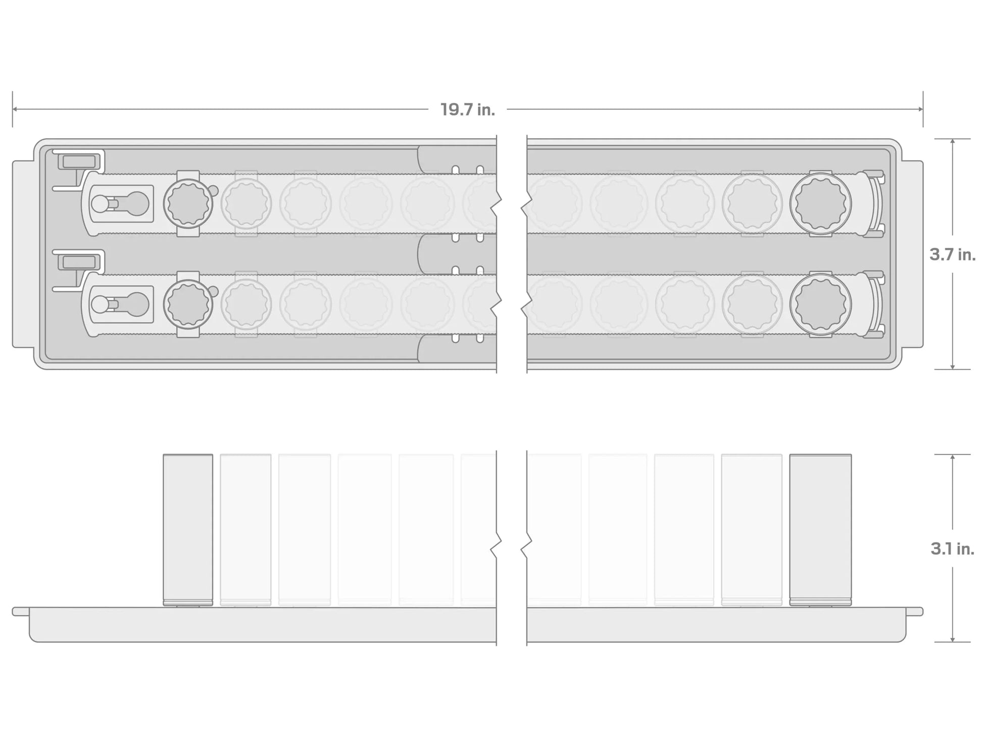 TEKTON 3/8 Inch Drive 12-Point Socket Set with Rails and Tray, 30-Piece (1/4-1 in.) | SHD91210 - Track Minded HPDE, LLC