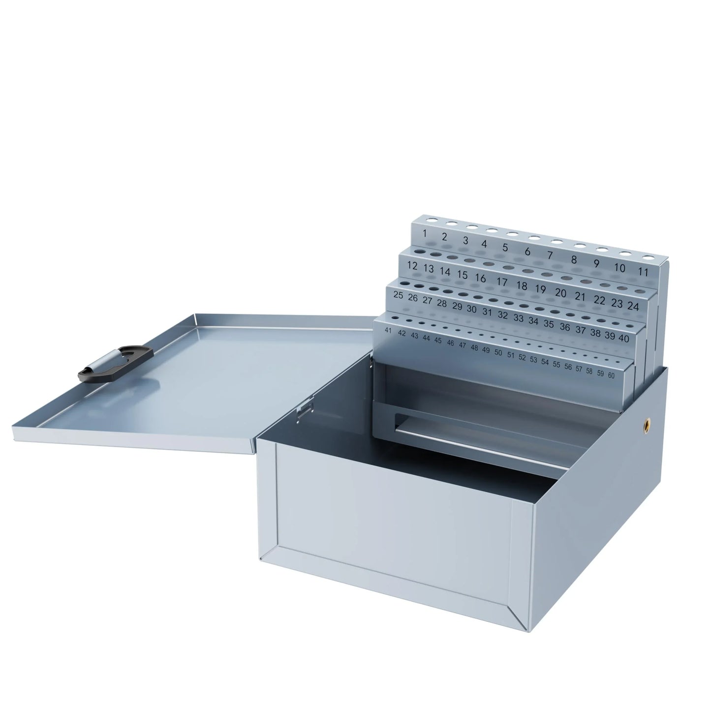 60PCS Number Size Drill Bit Index Box, Empty Metal Case (Excluding Drill Bits), #1-60 - Track Minded HPDE, LLC