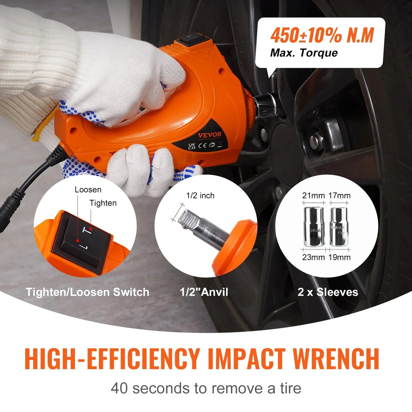 VEVOR Electric Car Jack, 5 Ton/11023 LBS Hydraulic Jack Lift with Electric Impact Wrench, Built-in Inflatable Pump, and LED Light for SUV MPV Sedan Truck Garage Repair - Track Minded HPDE, LLC