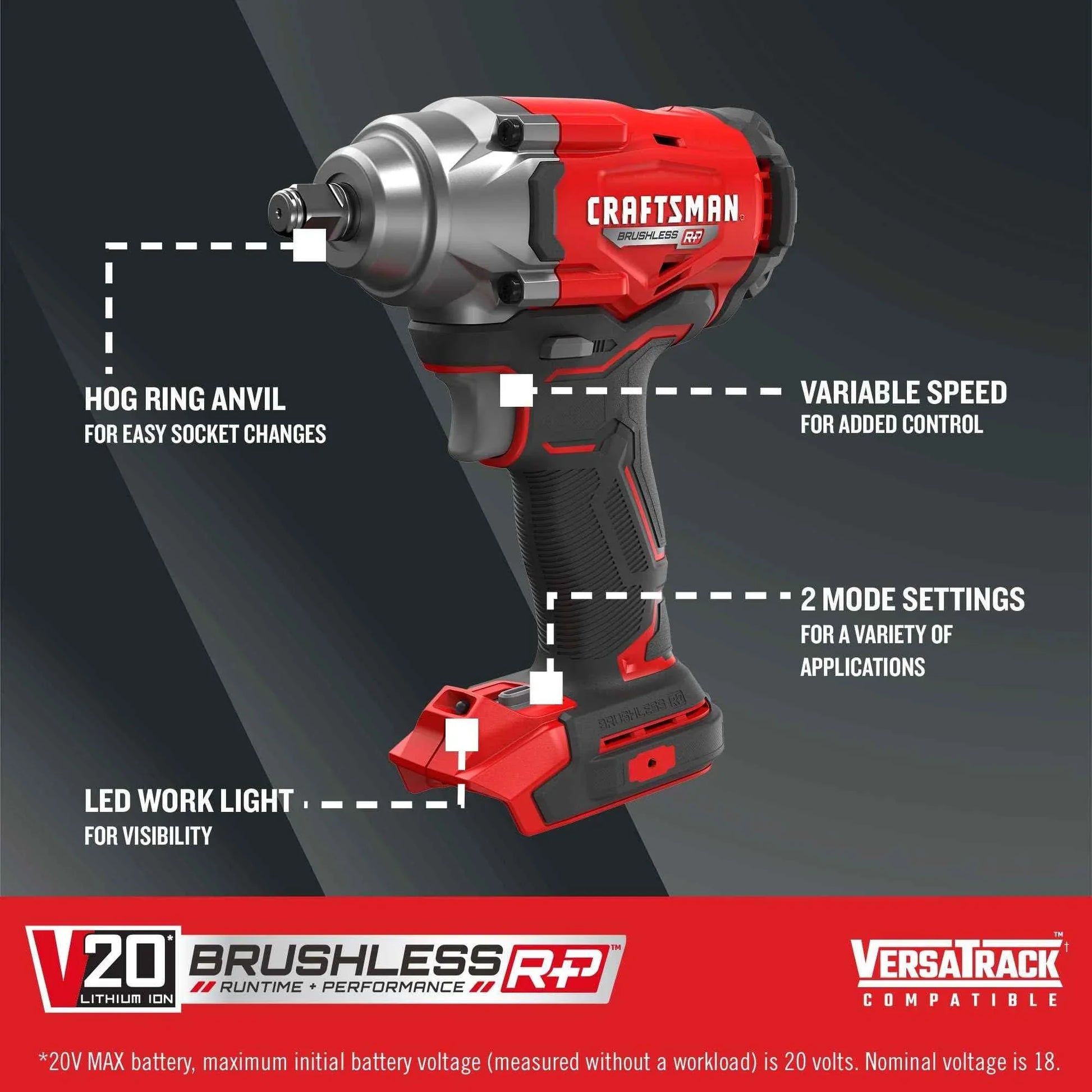 CRAFTSMAN V20 Cordless Impact Wrench, 1/2 inch, Bare Tool Only (CMCF921B) - Track Minded HPDE, LLC