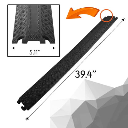 Pyle Durable Cable Protection Ramp Cover - Supports 11000lbs Single Channel Heavy Duty Hose and Cord Track Floor Protection, 39.4” x 5.11” x 0.78” Cable Concealer for Indoor Outdoor Use -PCBLCO101BK - Track Minded HPDE, LLC