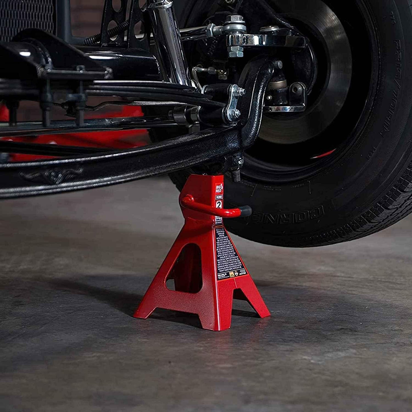 BIG RED AT42002R-3 Torin Jack Stands (1 Pair): Exceptional Use for Cars, Sedans, and Most Automobiles - 2 Ton (4,000 lb.) Capacity, Red - Track Minded HPDE, LLC