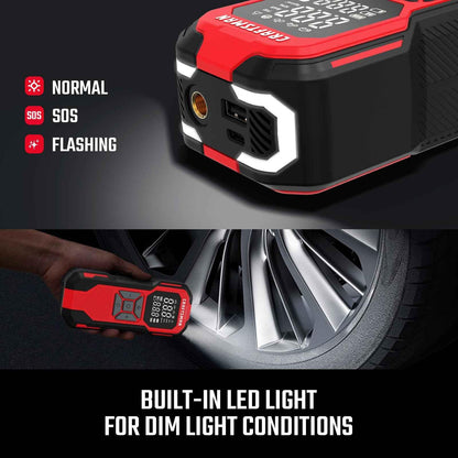 CRAFTSMAN Tire Inflator Portable Air Compressor, Cordless Mini Air Pump for Car Tires with Digital Tire Pressure Gauge, 6000mAh Battery Powered Air Pump, Max Pressure 150 PSI, 12V DC Corded - Track Minded HPDE, LLC