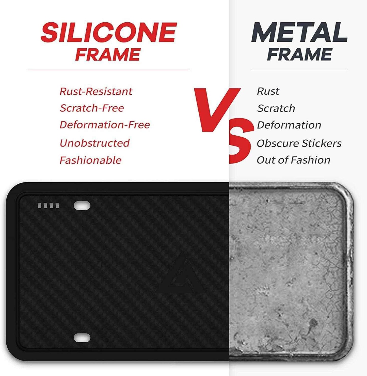 Aujen Silicone License Plate Frames,2 Pack Black Side-Opening License Bracket Holder with Easy Installation, License Plate Frame Without Obstruction.Rustproof, Rattle Proof & Weatherproof Universal - Track Minded HPDE, LLC
