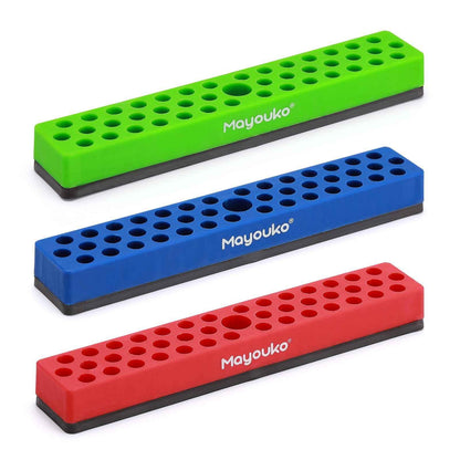 Mayouko 3PCS 1/4" Magnetic Hex Bit Holder Rack Organizer, 129 Holes, 1/4-Inch Drill Bit Holder, 3 Racks, Magnetic Bit Holder with Magnet Base for Screwdriver Bits - Track Minded HPDE, LLC