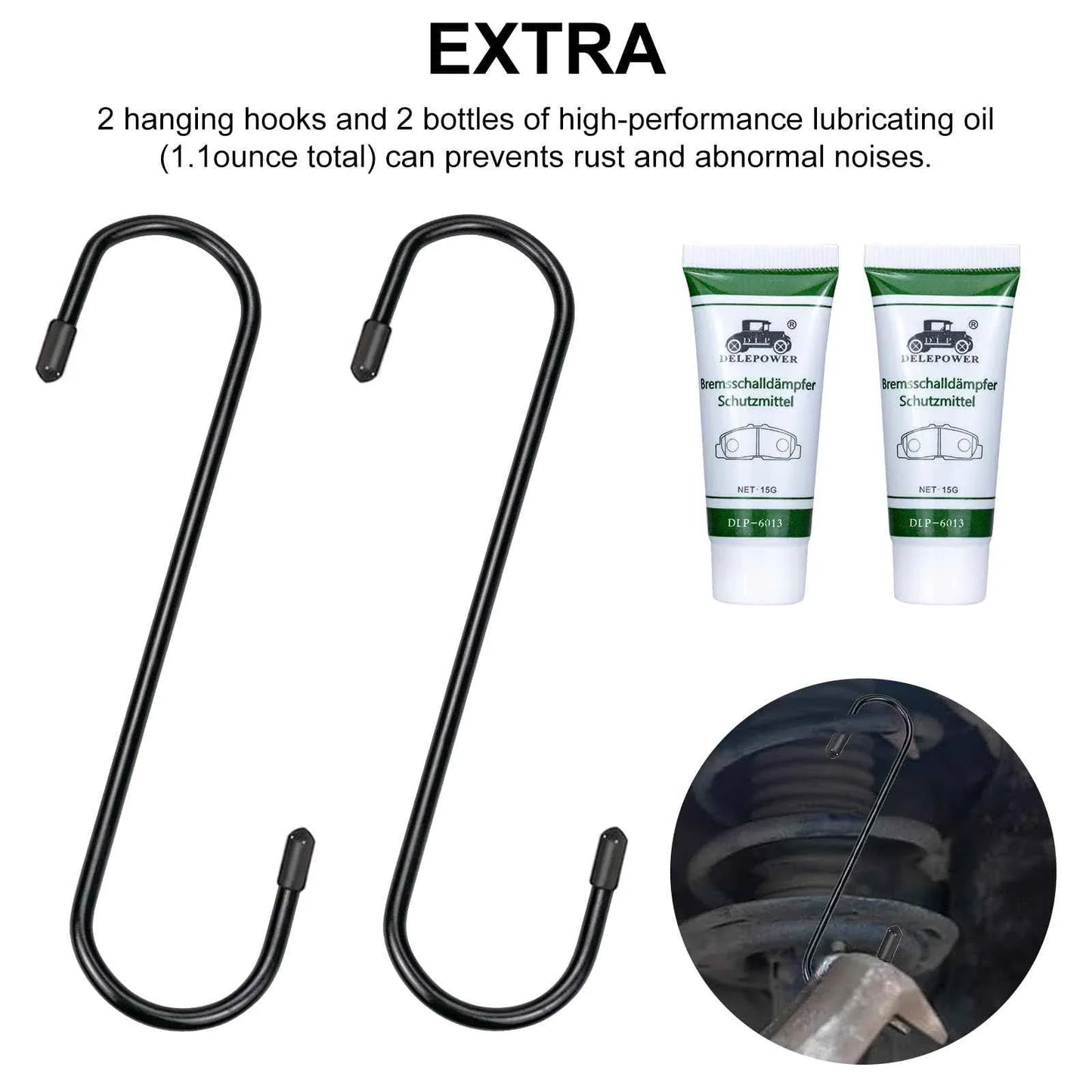 Brake Caliper Compression Tool with 2 Brake Caliper Hooks, 2 Brake Disc Lubricant, 5 in 1 Professional Caliper Piston Compressor Tool Brake Pad Spreader for Single/Twin/Quad Piston Calipers, extended - Track Minded HPDE, LLC