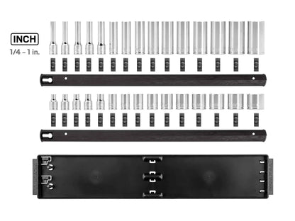 TEKTON 3/8 Inch Drive 12-Point Socket Set with Rails and Tray, 30-Piece (1/4-1 in.) | SHD91210 - Track Minded HPDE, LLC