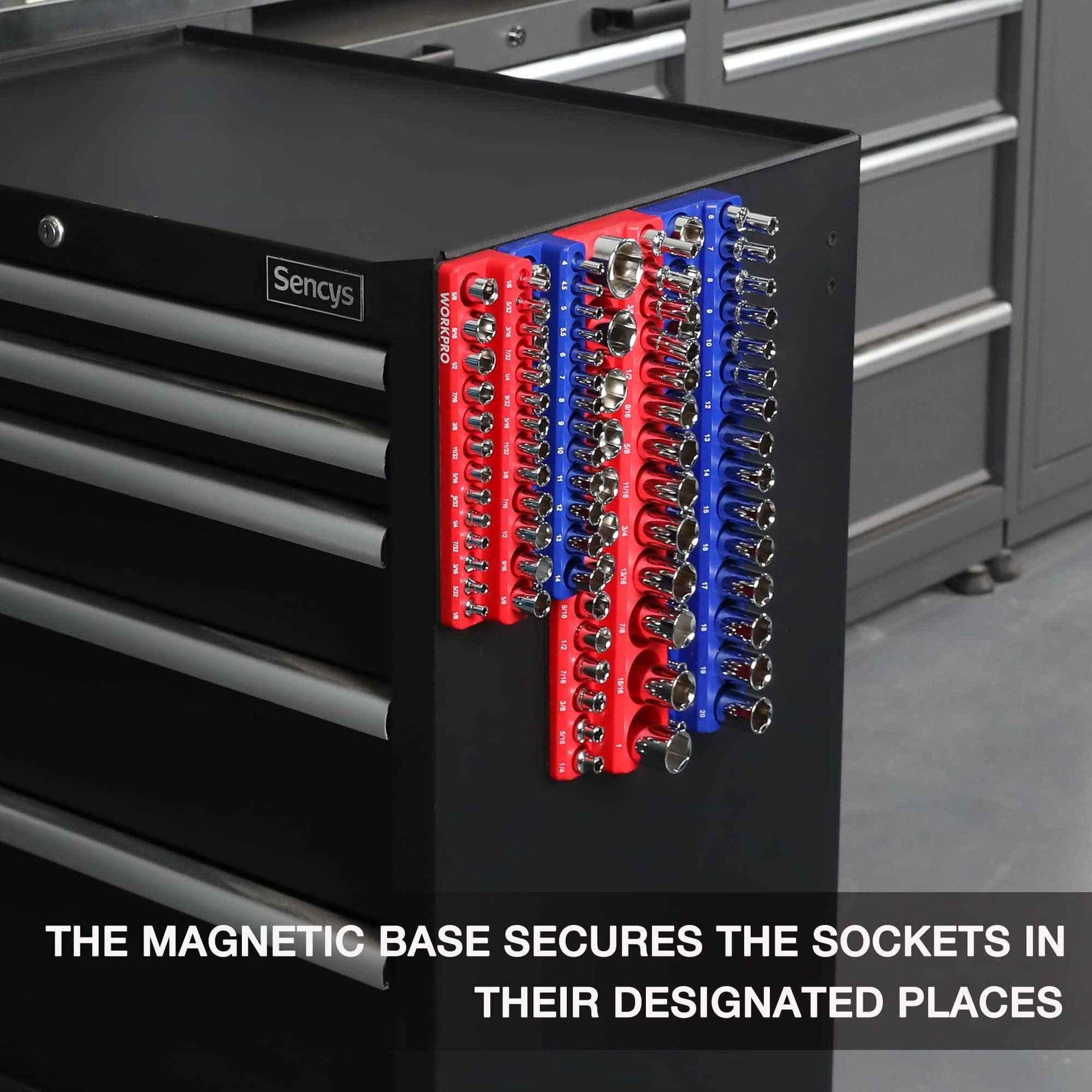WORKPRO Magnetic Socket Organizer Set, 4-Piece Socket Holder Set Includes 1/4", 3/8" Drive Metric & SAE Socket Trays, Holds 108 Pieces Standard and Deep Size Sockets (Sockets not Included) - Track Minded HPDE, LLC