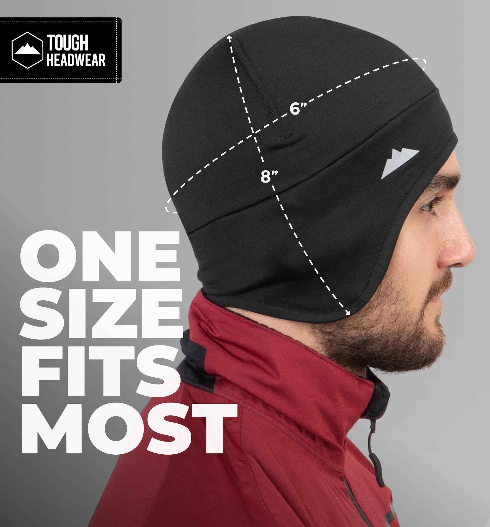 Tough Headwear Thermal Helmet Liner Skull Caps for Men - Winter Running Beanie, Helmet Cap & Cycling Caps for Running, Skiing, Winter Sports Black - Track Minded HPDE, LLC
