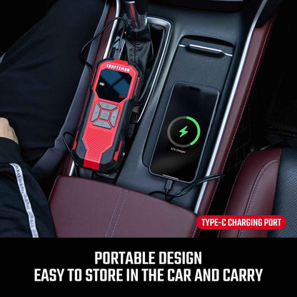 CRAFTSMAN Tire Inflator Portable Air Compressor, Cordless Mini Air Pump for Car Tires with Digital Tire Pressure Gauge, 6000mAh Battery Powered Air Pump, Max Pressure 150 PSI, 12V DC Corded - Track Minded HPDE, LLC