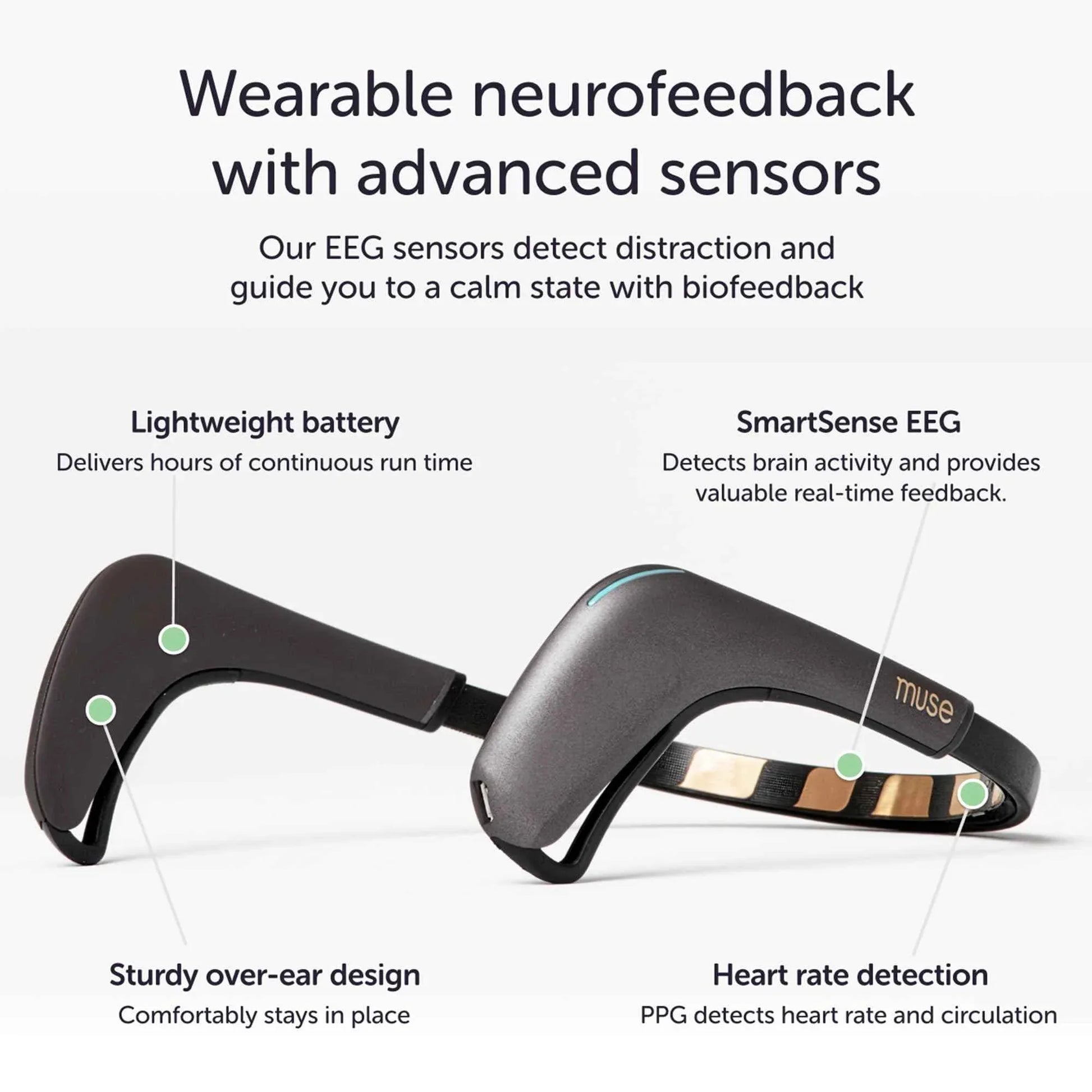 MUSE 2: The Brain Sensing Headband USB-C- EEG MUSE Headband Meditation Tracker - Multi Sensor Biofeedback Devices for Home Use with Responsive Sound Feedback Guidance - Neurofeedback Devices - Track Minded HPDE, LLC