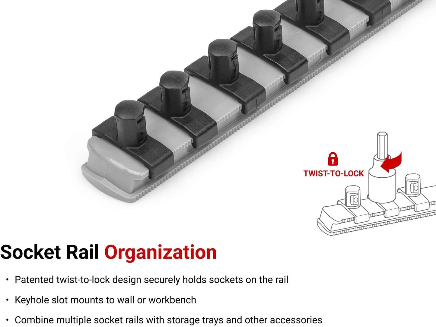 TEKTON 3/8 Inch Drive Phillips/Slotted Bit Socket Set with Rail, 8-Piece (#1-#4, 3/16-3/8 in.) | SHB91109 - Track Minded HPDE, LLC