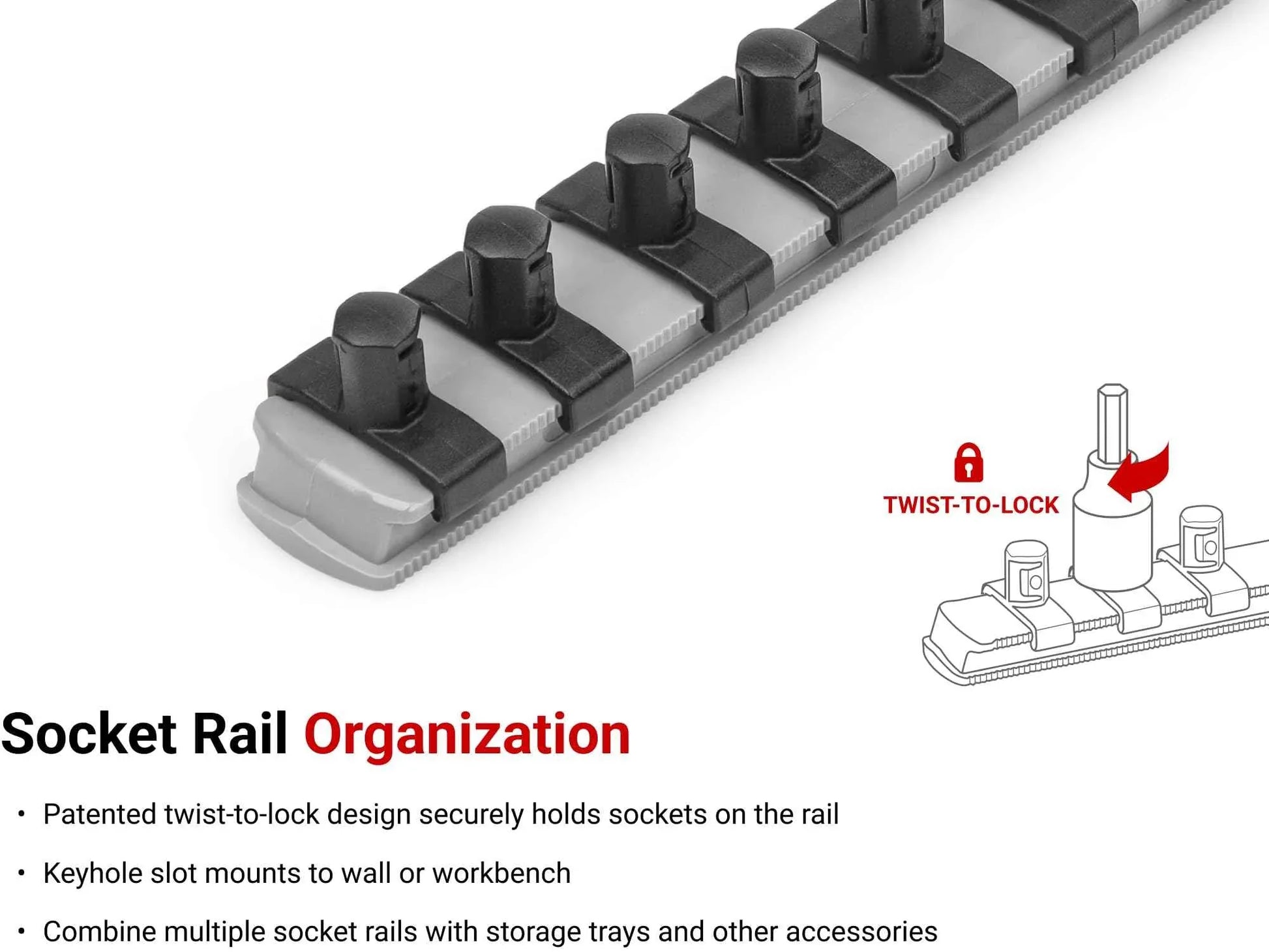 TEKTON 3/8 Inch Drive Phillips/Slotted Bit Socket Set with Rail, 8-Piece (#1-#4, 3/16-3/8 in.) | SHB91109 - Track Minded HPDE, LLC