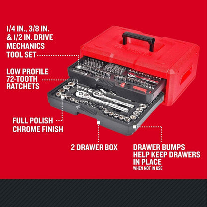 CRAFTSMAN Mechanics Tool Set, 256-Piece Hand Tool and Socket Set with 2-Drawer Tool Box (CMMT45256) - Track Minded HPDE, LLC