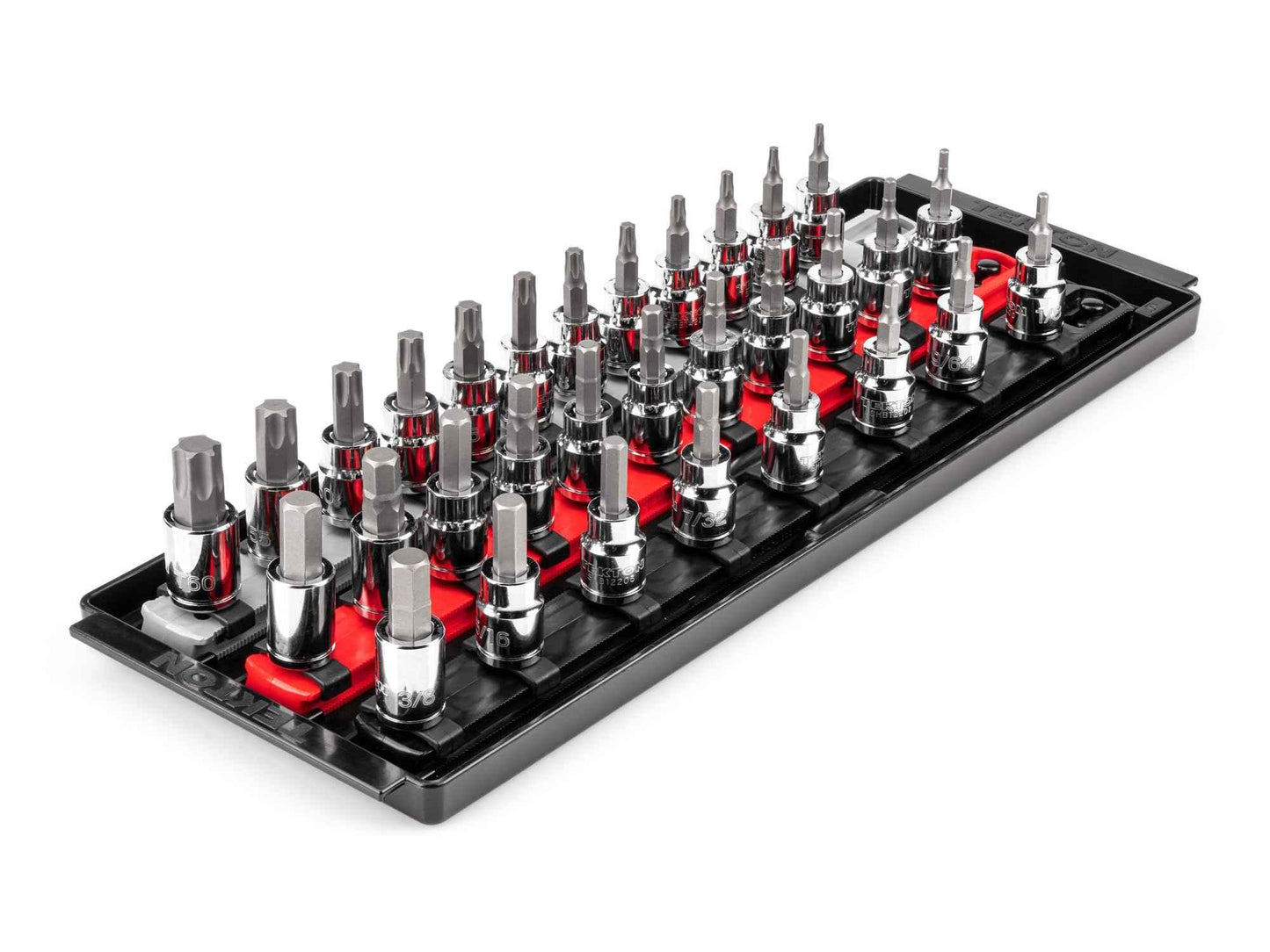 TEKTON 3/8 Inch Drive Hex and Torx Bit Socket Set with Rails and Tray, 31-Piece (1/8-3/8 in., 3-10 mm, T10-T60) | SHB91203 - Track Minded HPDE, LLC