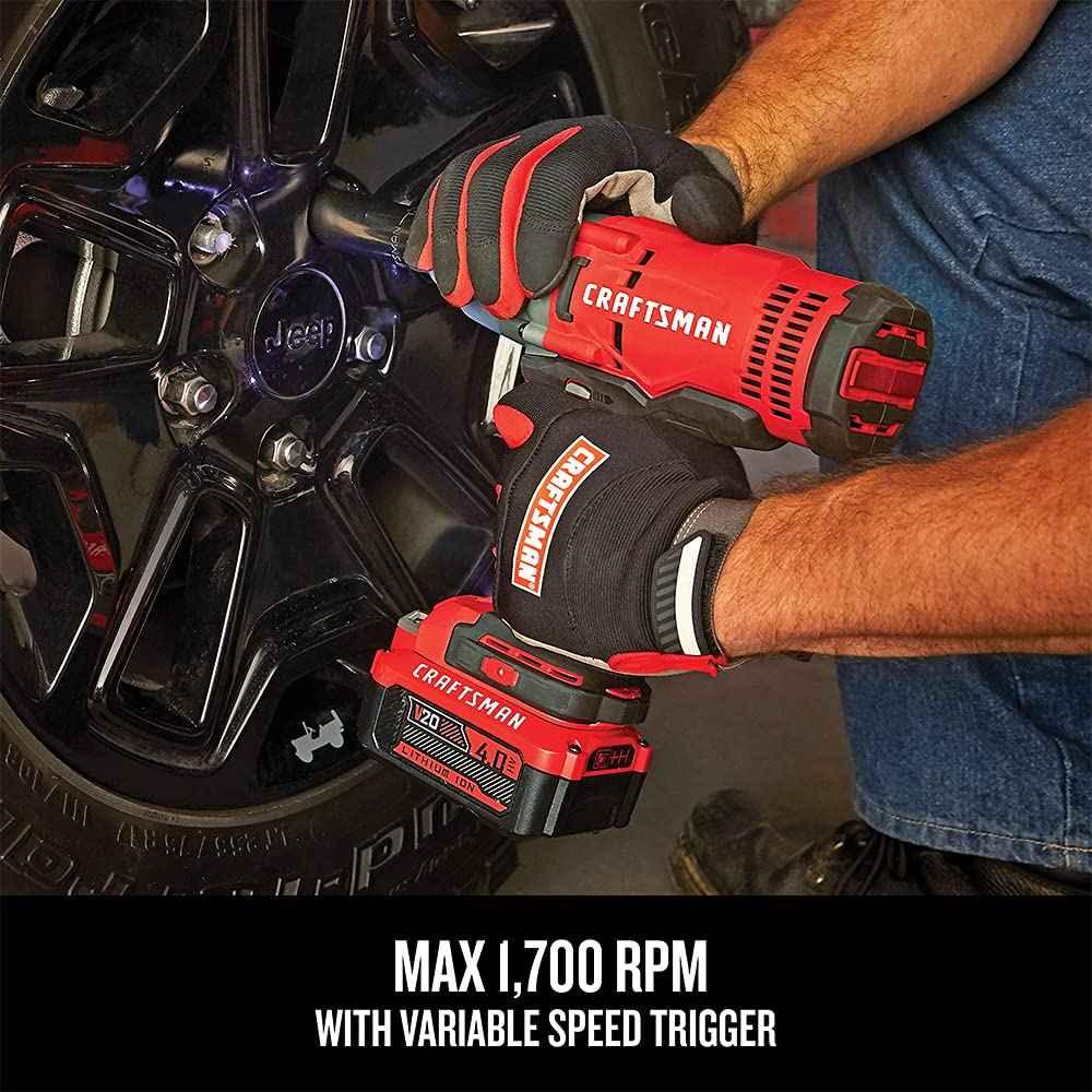 CRAFTSMAN V20 RP 1/2 inch Cordless Impact Wrench Kit, Brushless, 4Ah Battery and Charger Included (CMCF900M1) - Track Minded HPDE, LLC