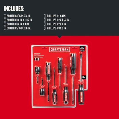 CRAFTSMAN Screwdriver Set, Bi-Material, 8 Piece Set (CMHT65075N) - Track Minded HPDE, LLC