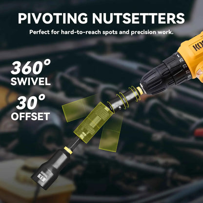 Impact Magnetic Nut Driver Set, 55PCS Impact Driver Bit Set, Deep Magnetic Nut Driver Set, Impact Socket Adapters, Wing Nut Driver, Bit Extension, 1/4'' Quick Change, Storage Box - Track Minded HPDE, LLC