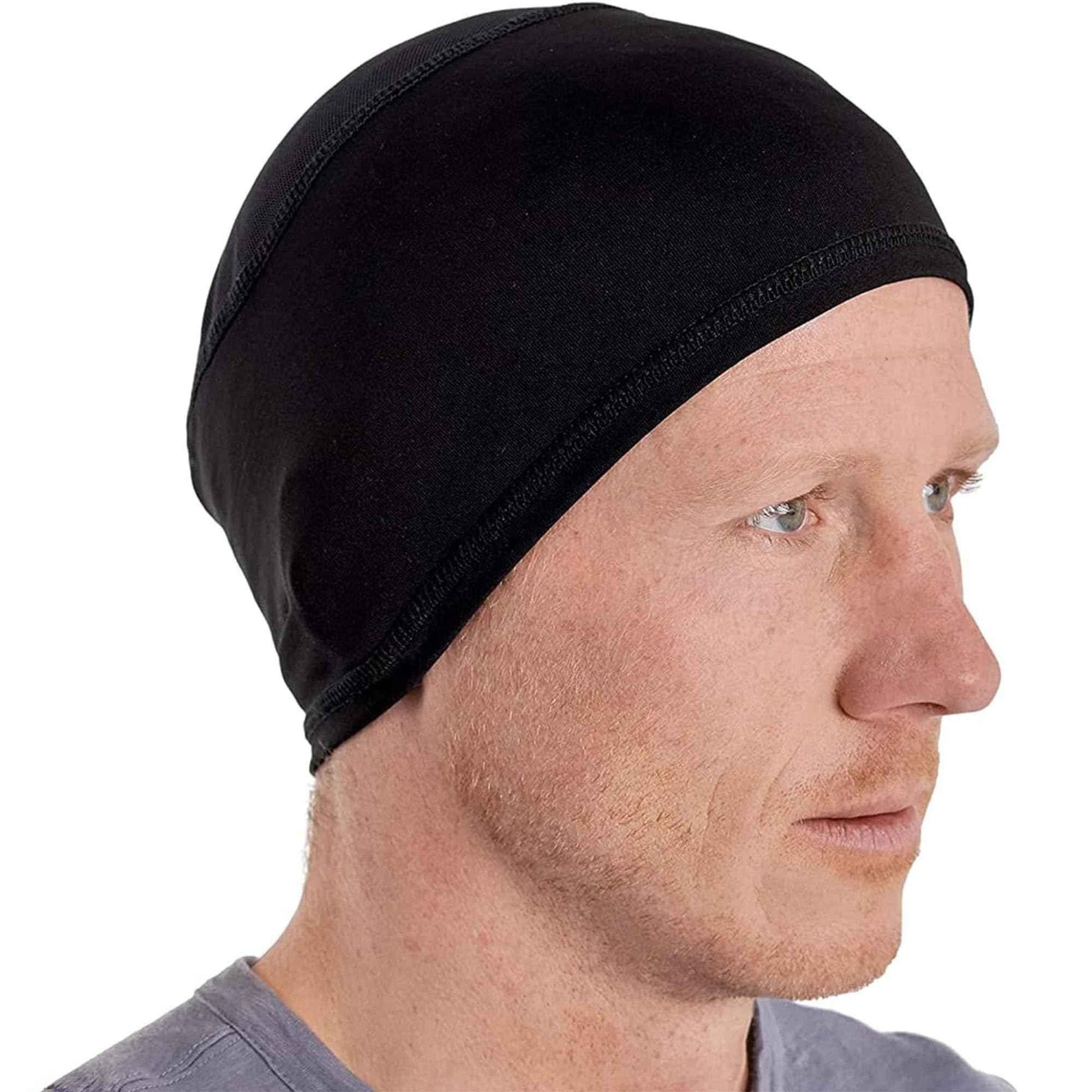 Tough Headwear Skull Cap - Skull Caps for Men - Motorcycle and Bike Helmet Liner - Hard Hat Cooling Hats - Mens and Womens No Sweat Head Caps - Cool Running Beanie Black - Track Minded HPDE, LLC