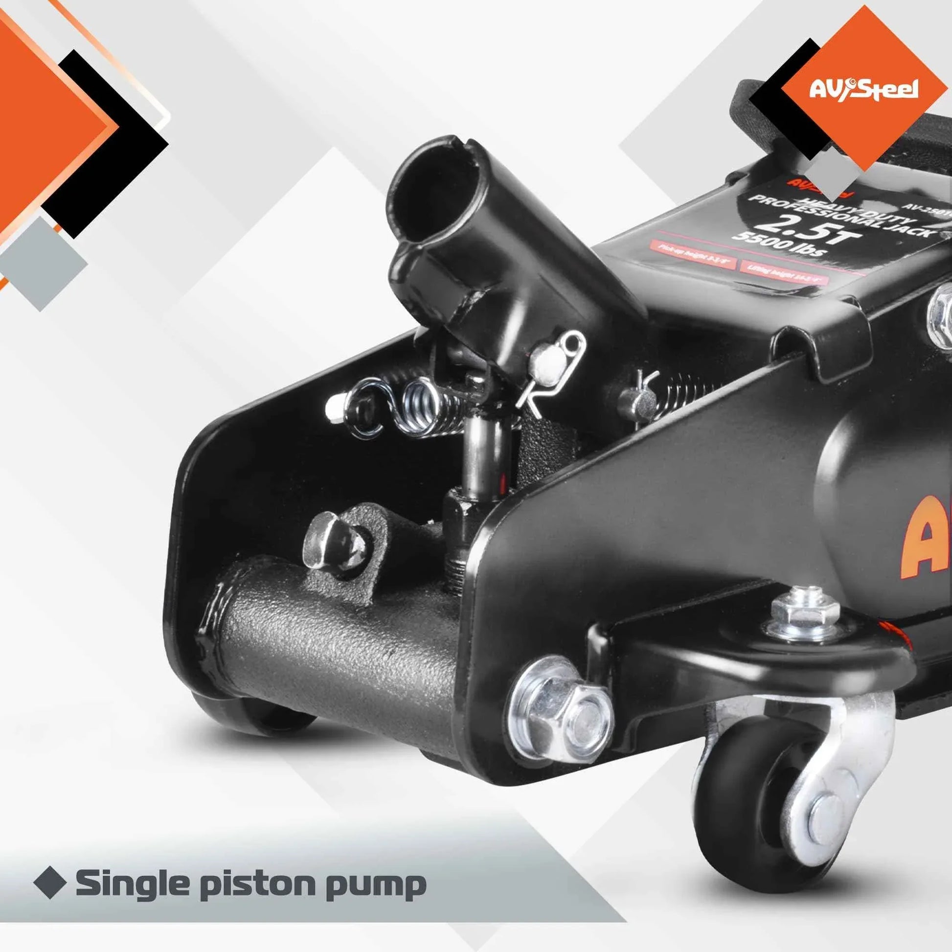 AV Steel Floor Jack 2.5 Ton (5500 lbs), Low Profile Floor Jack with Single Piston Pump, Heavy Duty Steel Hydraulic Jack for Car, Jack for Car with Lifting Range 3.4'' to 14.6'' - Track Minded HPDE, LLC