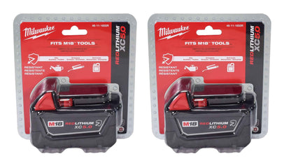 Milwaukee 48-11-1850R M18 18V 5Ah XC Extended Capacity Resistant Battery 2 Pack, (48-11-1850Rx2) - Track Minded HPDE, LLC