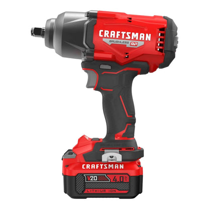 CRAFTSMAN V20 RP Impact Wrench, Cordless, Brushless, High Torque, 1/2 Inch, 4Ah Battery and Charger Included (CMCF940M1) - Track Minded HPDE, LLC