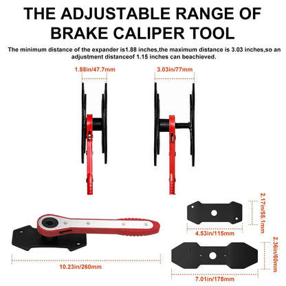 Brake Caliper Compression Tool with 2 Brake Caliper Hooks, 2 Brake Disc Lubricant, 5 in 1 Professional Caliper Piston Compressor Tool Brake Pad Spreader for Single/Twin/Quad Piston Calipers, extended - Track Minded HPDE, LLC
